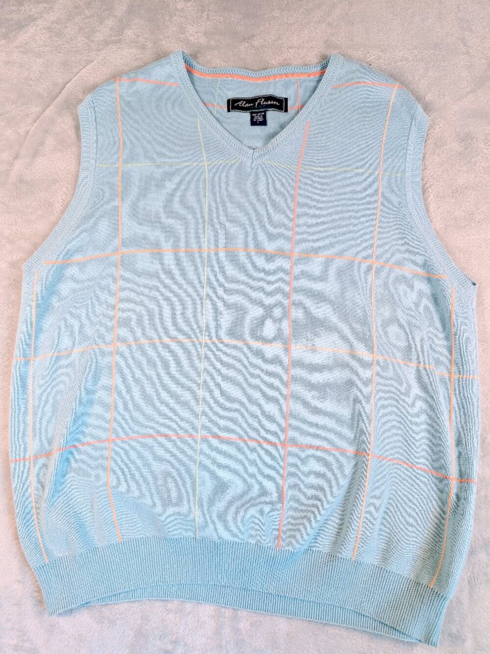 Alan Flusser Men's Size L‎ Golf Sweater Vest Lt. Blue Preppy Classic Grandpacore